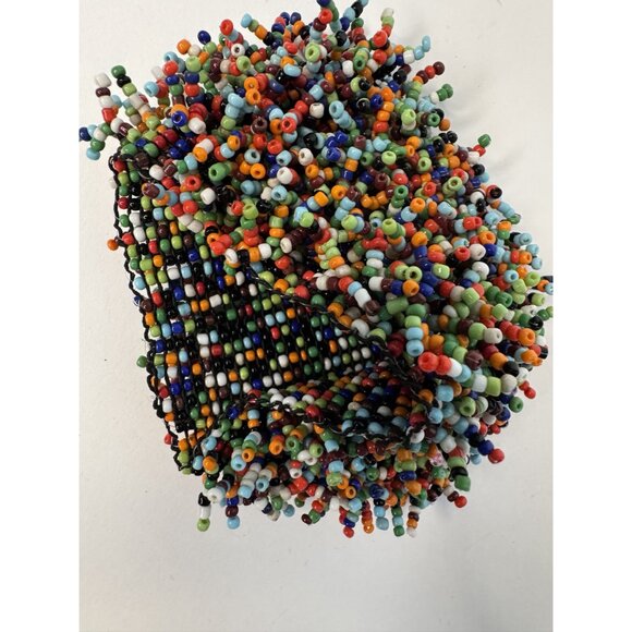 Multicolor Beaded Cuff Bracelet Handmade Elastic Boho Style Elastic Statement Je - Picture 8 of 16